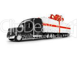 Present truck isolated black-red front view