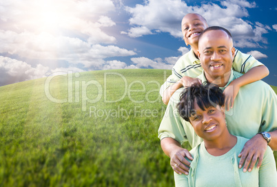 Family Over Clouds, Sky and Grass Field