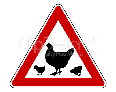 Achtung Huhn und Küken