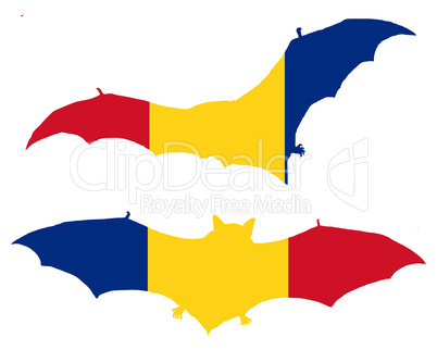 Nationalflagge von Rumänien mit Fledermaus