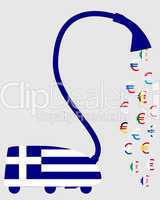 Griechischer Staubsauger saugt Euro