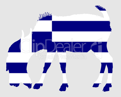 Nationalflagge von Griechenland mit Ziege