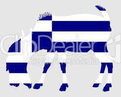 Nationalflagge von Griechenland mit Ziege