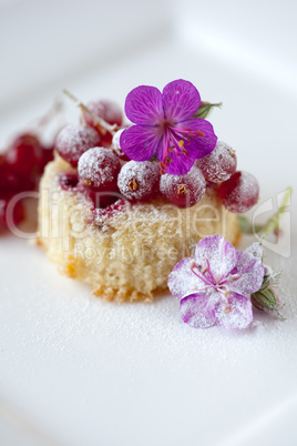 Small cupcake with red currants