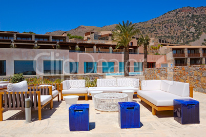 Recreation area at luxury hotel, Crete, Greece