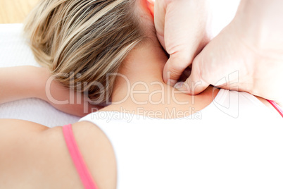 Calm woman having a massage