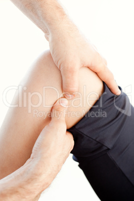 Close-up of a professional man doing a massage