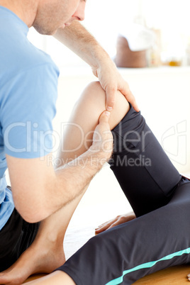 Close-up of a  self-assured man doing a massage