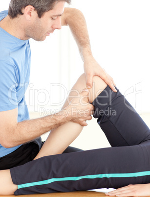 Close-up of an attractive man doing a massage