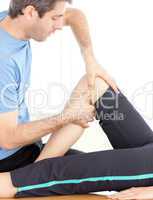 Close-up of an attractive man doing a massage