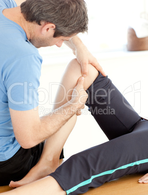 Close-up of a mature man doing a massage