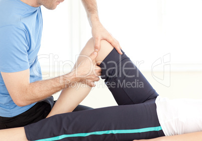 Close-up of a handsome man doing a massage