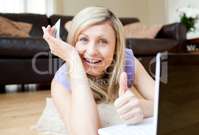 Caucasian woman using a laptop