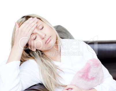 Delighted woman have a headache