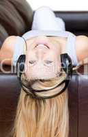 Attractive woman using headphones