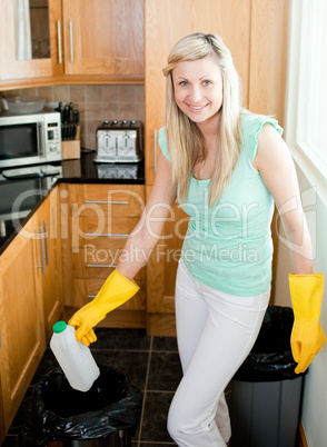 Attractive housewife cleaning