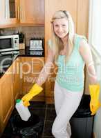 Attractive housewife cleaning