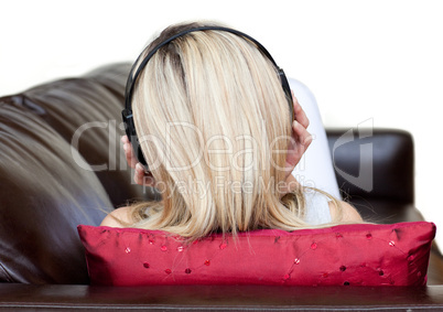 Young woman using headphones