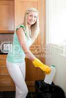 Beautiful housewife cleaning