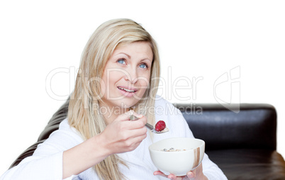 Beautiful woman having a breakfast