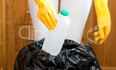 Close-up of a cute housewife cleaning