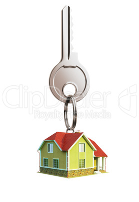 House shaped keychain isolated on white background