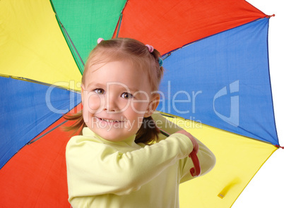 Cute child with colorful umbrella