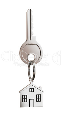 House shaped keychain isolated on white background