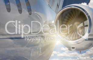 Private Jet Abstract with Sunburst