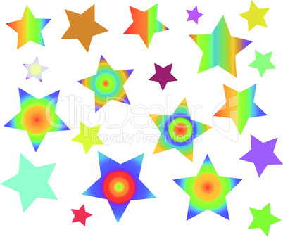 color five-point stars on white background