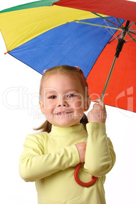 Cute child with colorful umbrella