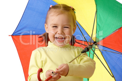 Cute child with colorful umbrella