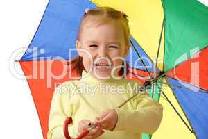 Cute child with colorful umbrella