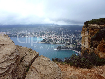 View of Cassis village from the mountain, France