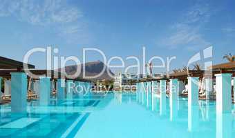 Modern swimming pool at luxury hotel, Crete, Greece