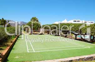 Volleyball game site at luxury hotel, Crete, Greece