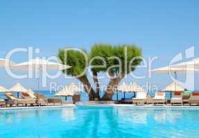 Swimming pool at luxury hotel, Crete, Greece