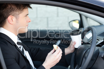 Handsome businessman talking on the phone