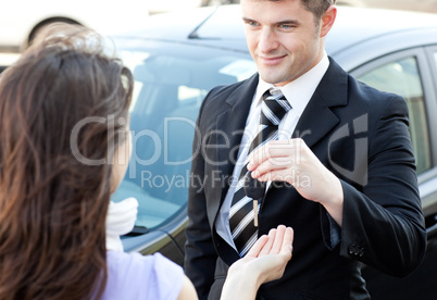 Handsome businessman meeting his colleague