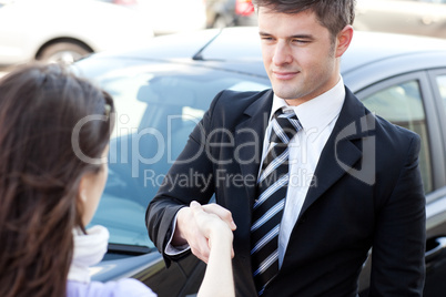 Self-assured businessman meeting his colleague