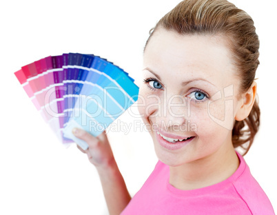 Caucasian woman choising colours