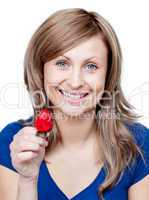 Beautiful woman eating strawberries