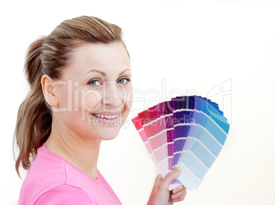 Bright woman choising colours