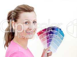 Bright woman choising colours