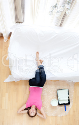 Exhausted woman have a break