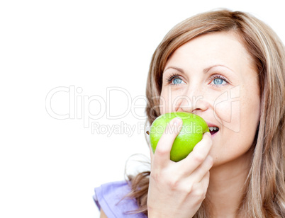 Cute woman holding an apple