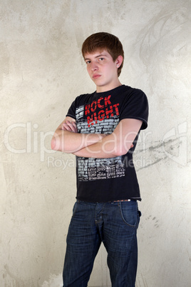 Adolescent posing on a vintage background