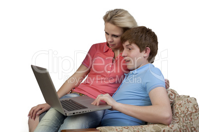 Man and woman watching movie