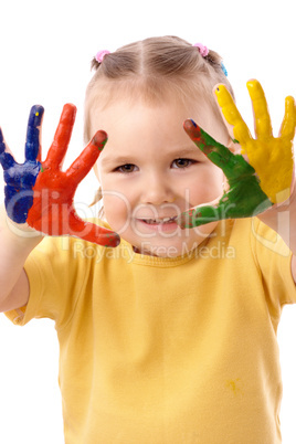 Cute child with painted hands