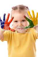 Cute child with painted hands